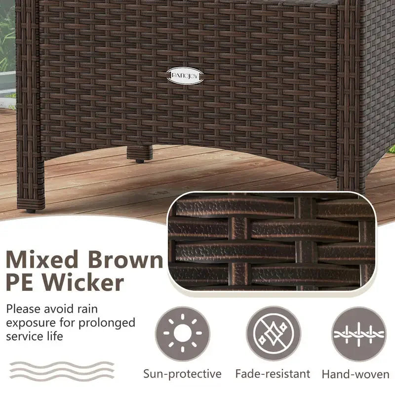 Wicker Outdoor Patio Ottomans, Set of Two