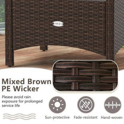 Wicker Outdoor Patio Ottomans, Set of Two