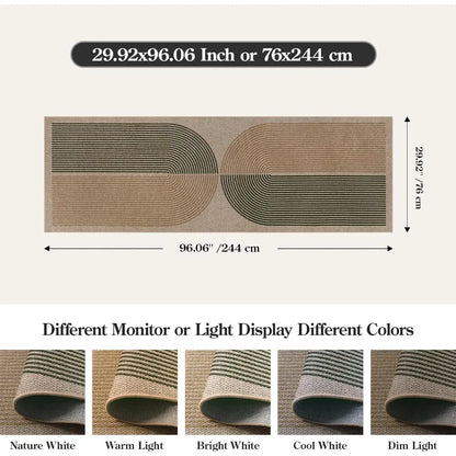 Modern Geometric Runner Rug With Jute-Inspired Texture