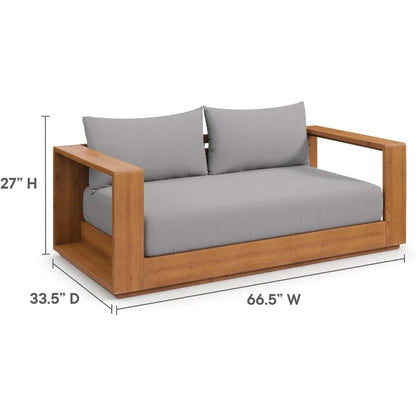 Modern Acacia Wood Outdoor Loveseat