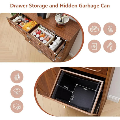 Double Tilt-Out Trash Cabinet with Drawer and Storage