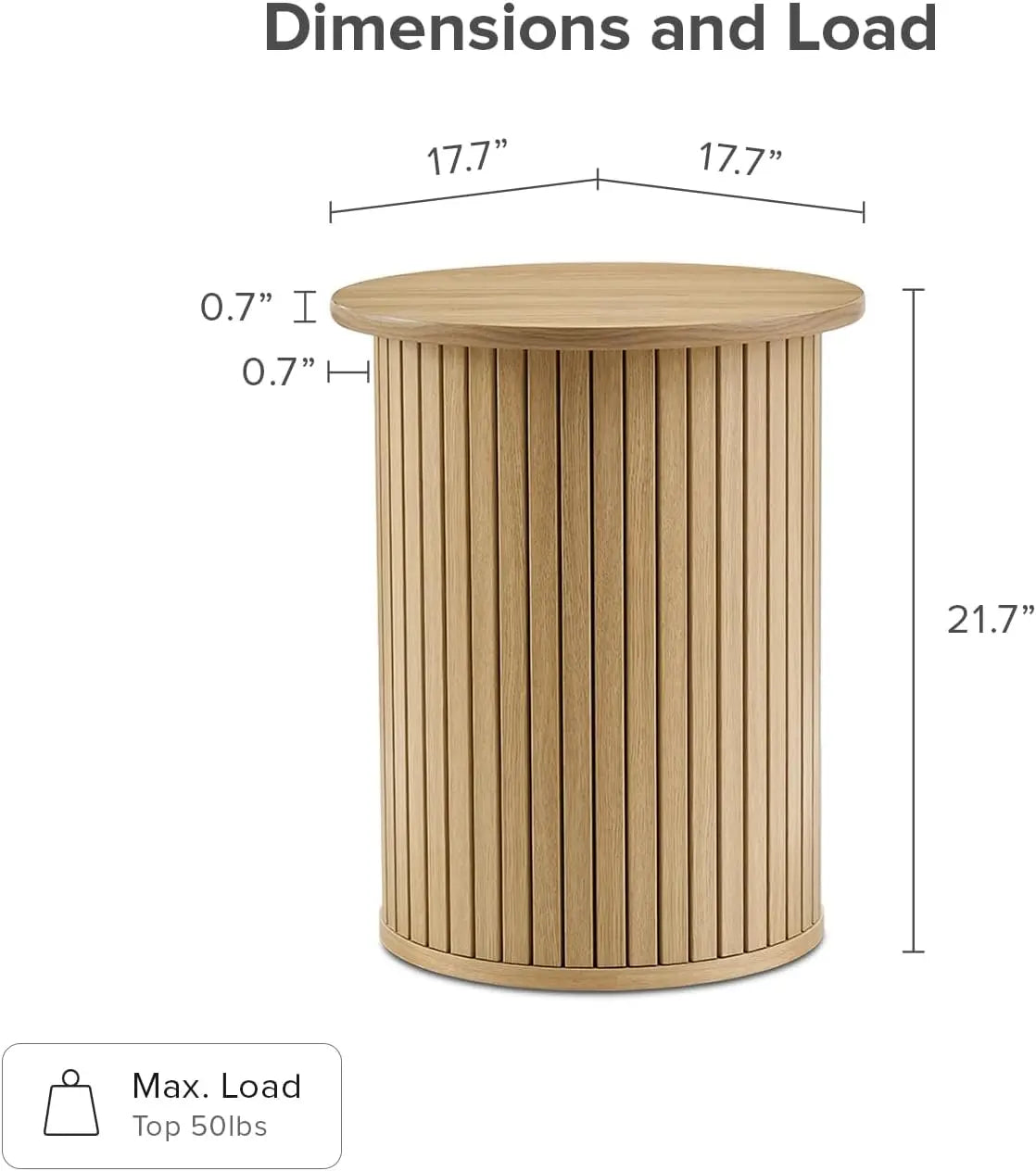 Quin Light Oak Tambour Pedestal Side Table