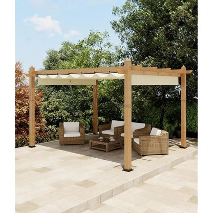 10'X13' Metal Pergola with Wood-Look Finish and Reinforced Frame