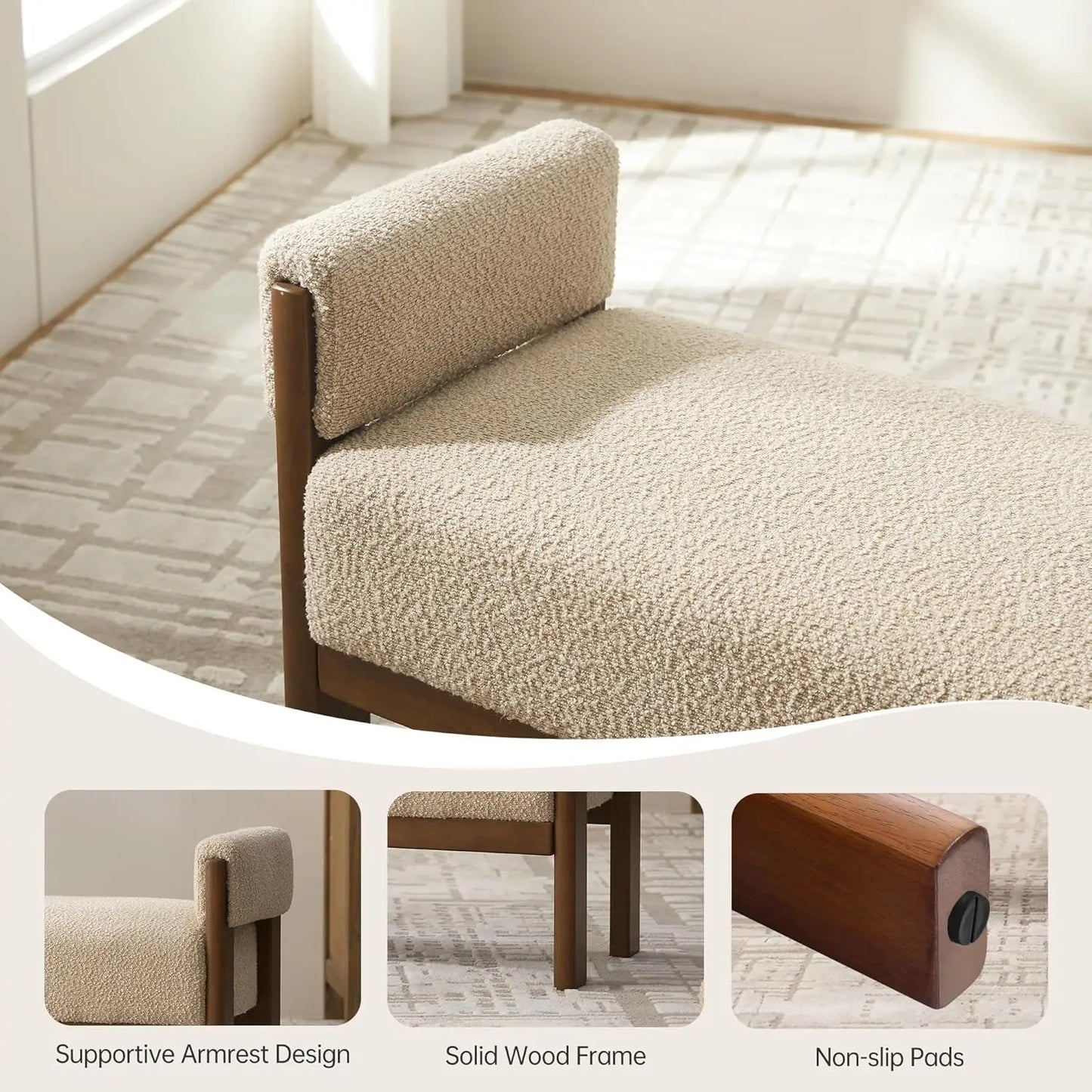 Upholstered Bedroom Bench with Timeless Elegant Design