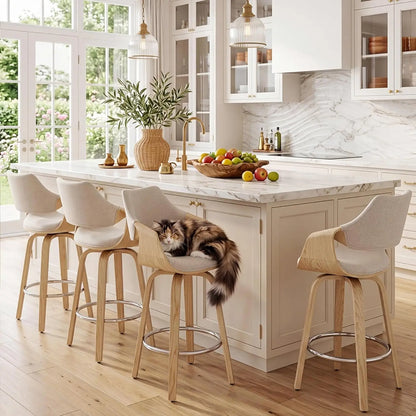 Swivel Counter Height Bar Stools with Wood Frame