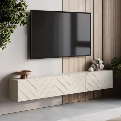 Floating Scandinavian TV Stand with Push-Open Storage