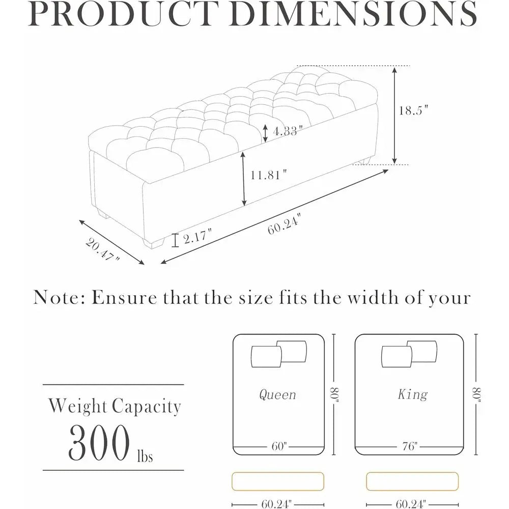 Storage Ottoman Bench for Bedroom & Entryway