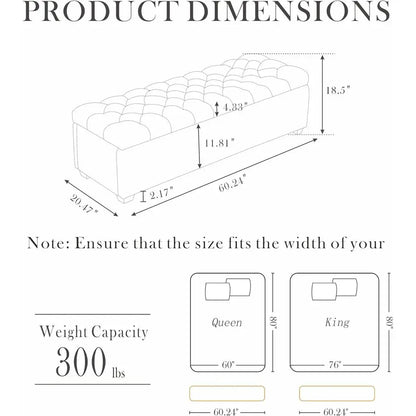 Storage Ottoman Bench for Bedroom & Entryway