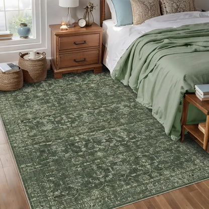 Vintage Floral Faux Wool Area Rug