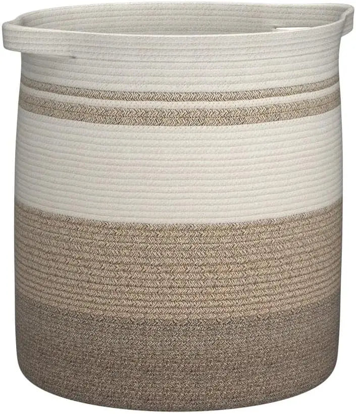 Large Woven Cotton Storage Basket with Handles