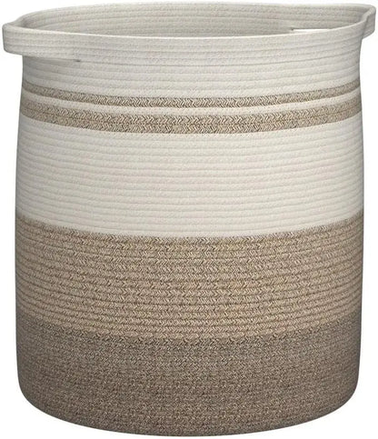 Large Woven Cotton Storage Basket with Handles