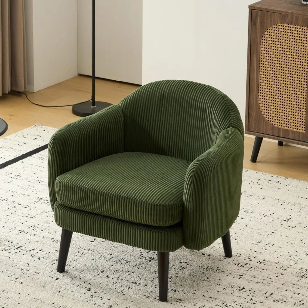 Modern Upholstered Club Accent Chairs — Set of Two