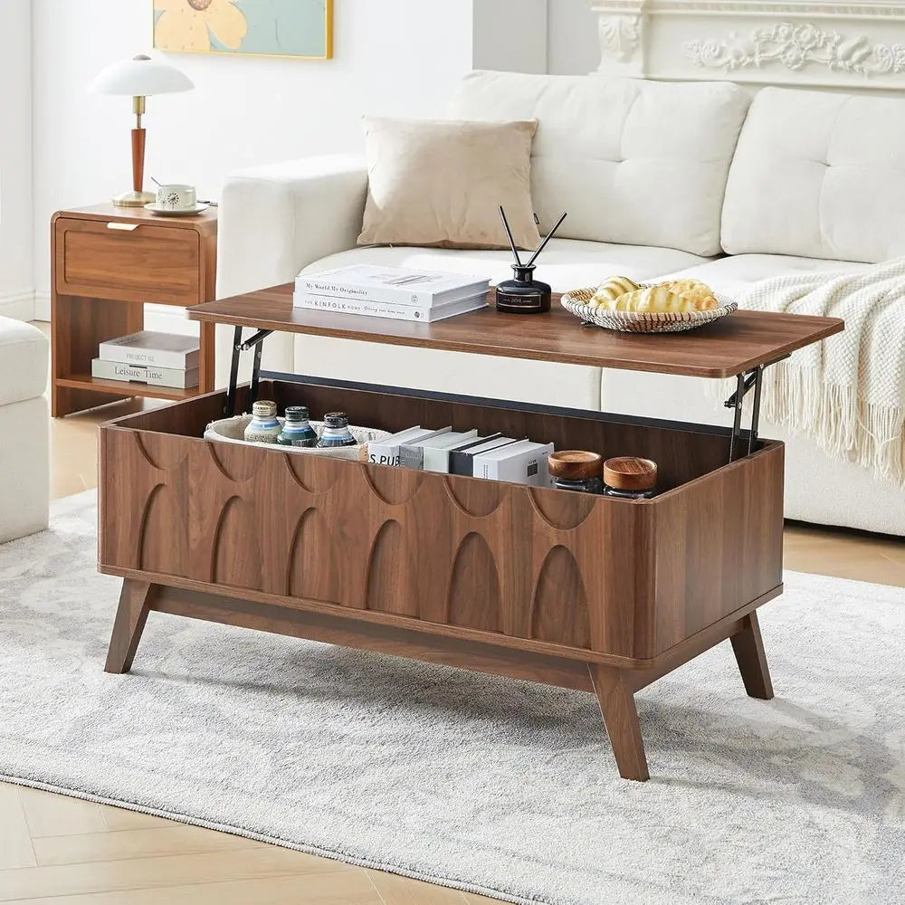 Mid-Century Lift-Top Coffee Table with Storage