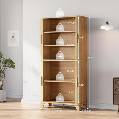Tall Storage Cabinet with Sliding Door and Shelves