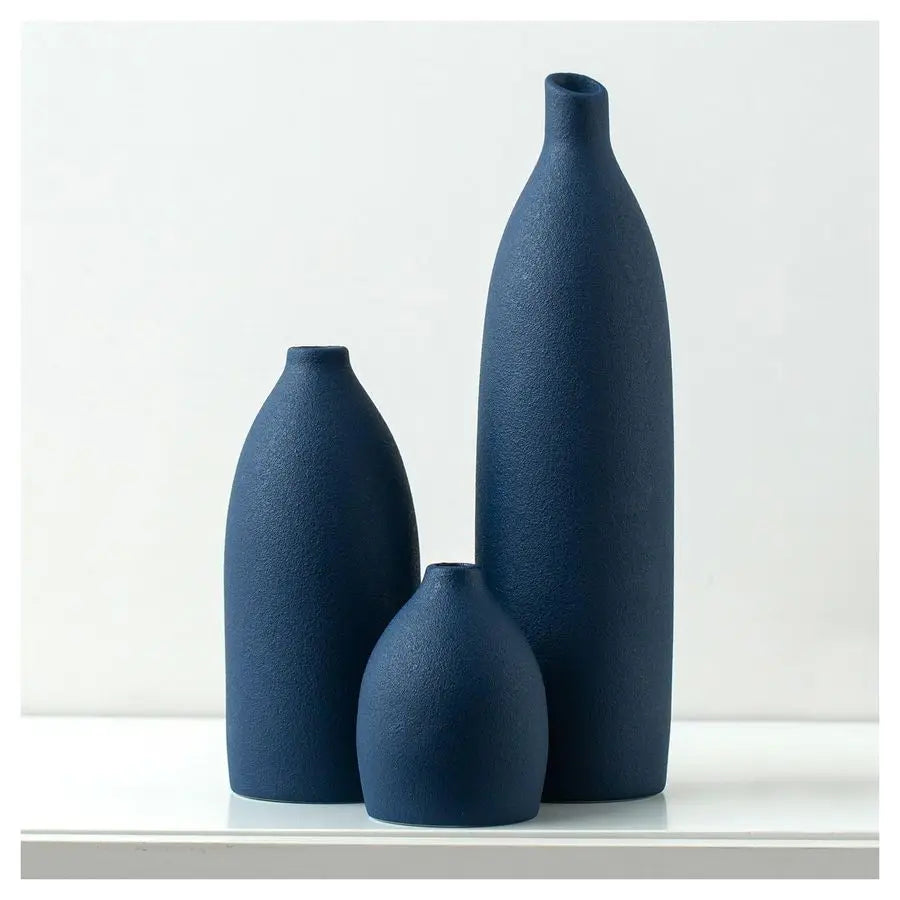 Coastal Decor Matte Blue Vase Set