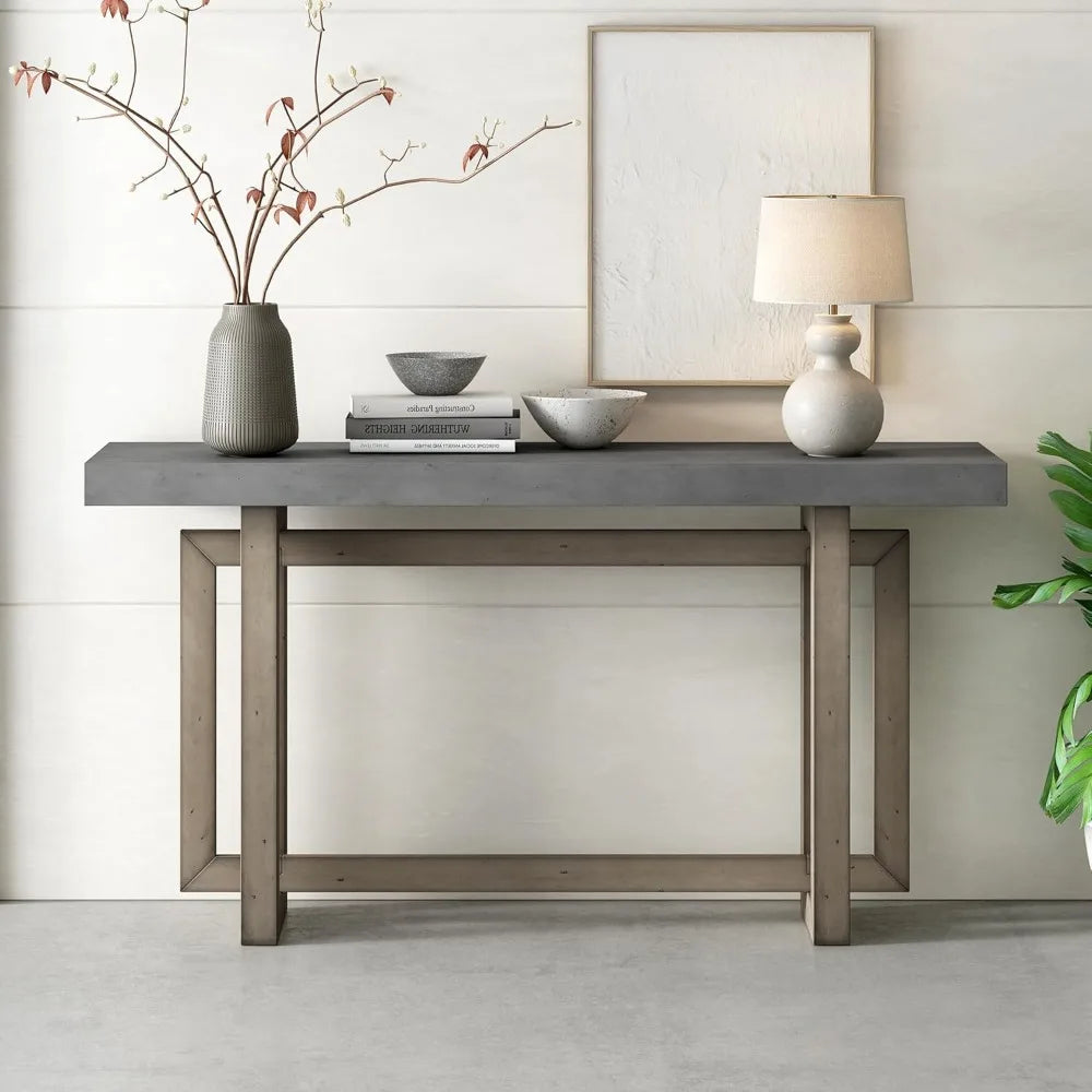 Modern Concrete-Top Console Table With Minimalist Design