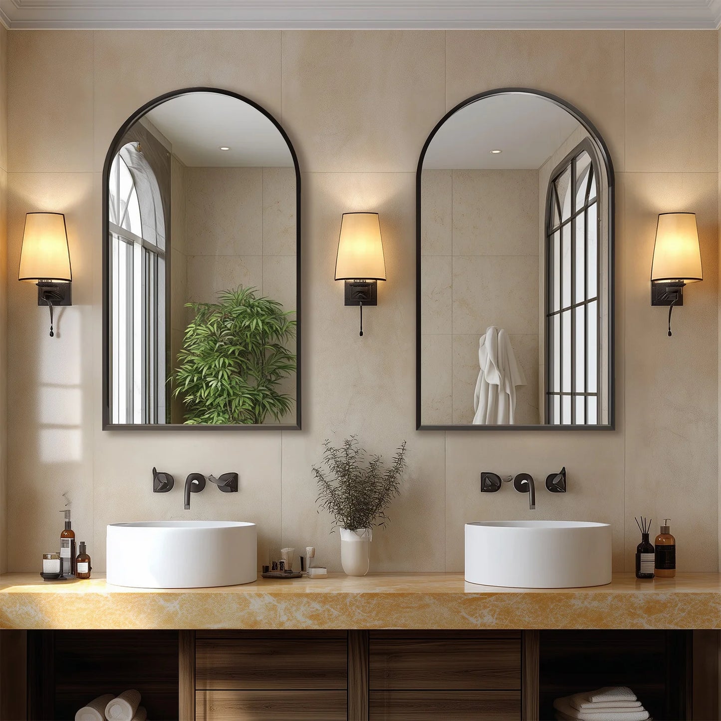 Modern Arched Metal Wall Mirror