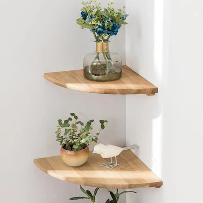 Solid Oak Floating Corner Shelves (Set of 2)