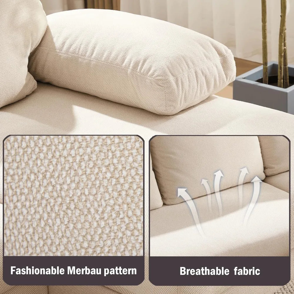 112” Luxe U-Shaped Double Chaise Sectional