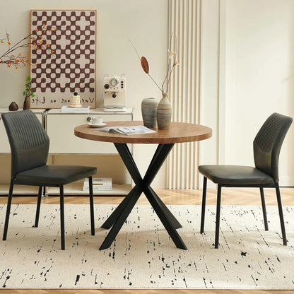 Compact Round Dining Set with Modern Upholstered Seating