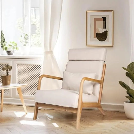 Mid-Century Accent Chair with Extendable Headrest