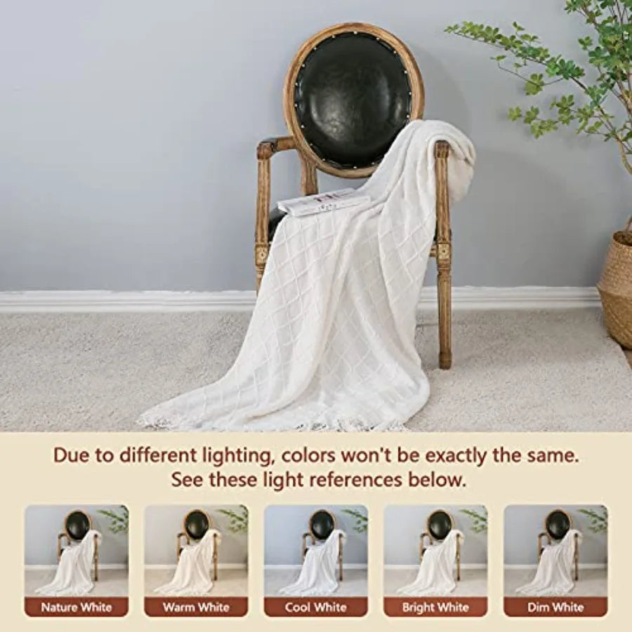 Soft Cotton Knit Throw Blanket With Tassels