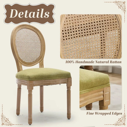 Upholstered Dining Chair with Carved Wood Detail - Set of 4
