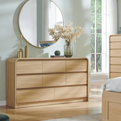 8-Drawer Curved Wood Dresser