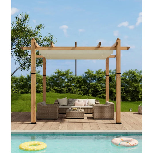 10x10 Aluminum Pergola with Retractable Canopy