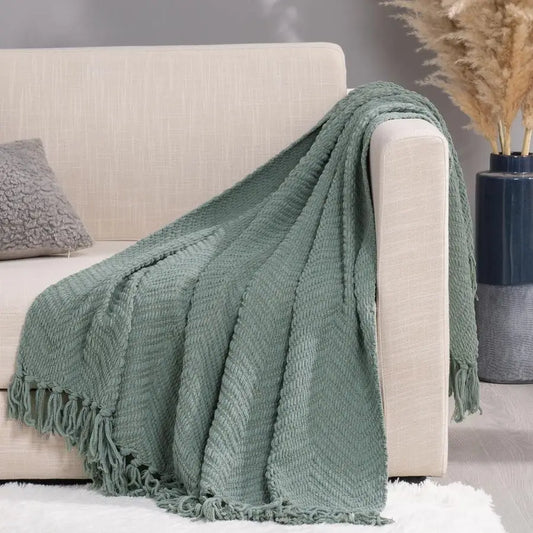 Boho Chenille Knit Throw Blanket 60x80