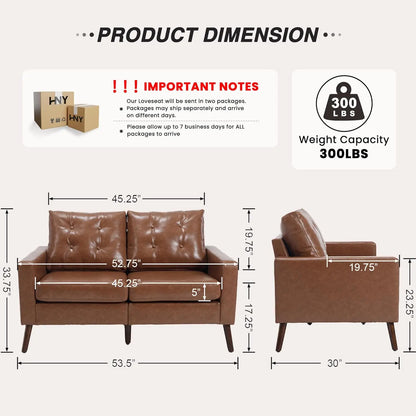 Tufted PU Leather Accent Club Chair - Set of 2
