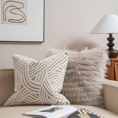 Luxury Chenille Jacquard Pillow Cover With Textured Detail