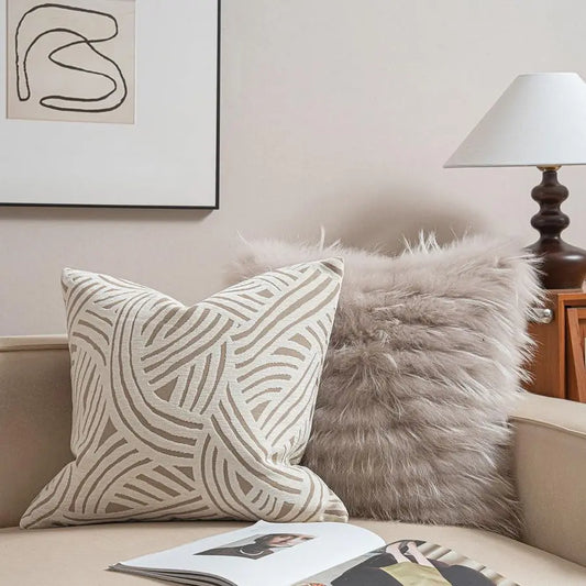 Luxury Chenille Jacquard Pillow Cover With Textured Detail