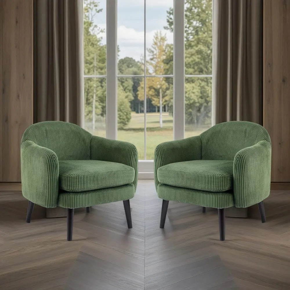Modern Upholstered Club Accent Chairs — Set of Two