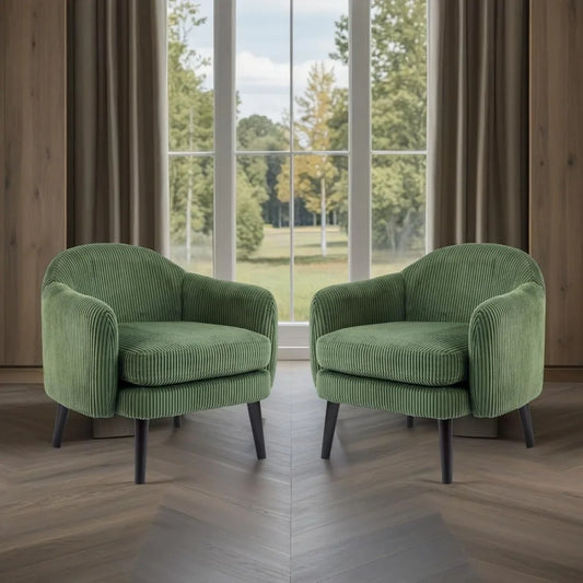 Modern Upholstered Club Accent Chairs — Set of Two
