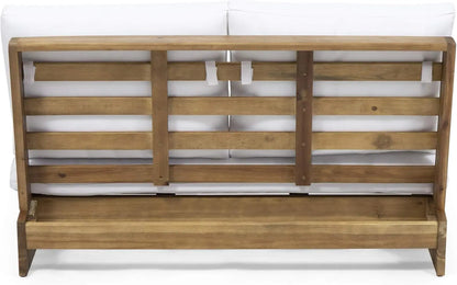 Modern Acacia Wood Outdoor Loveseat