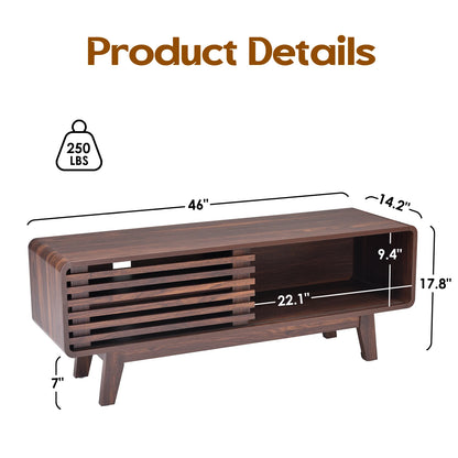 Mid-Century TV Stand with Sliding Doors