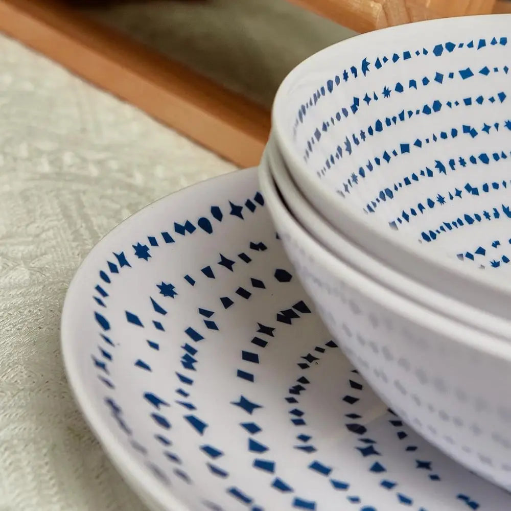 Geometric Melamine Dinnerware Set – Service for 4