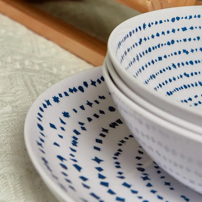 Geometric Melamine Dinnerware Set – Service for 4