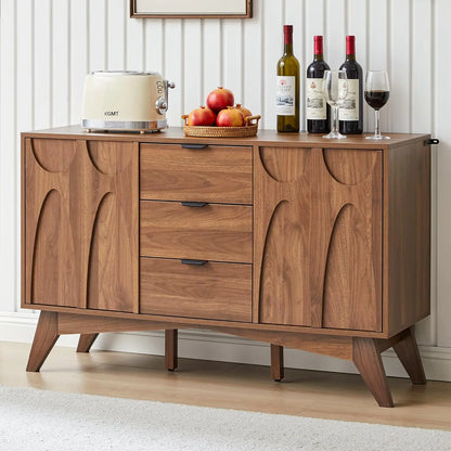 Mid-Century Buffet Cabinet with Drawers and Storage Doors