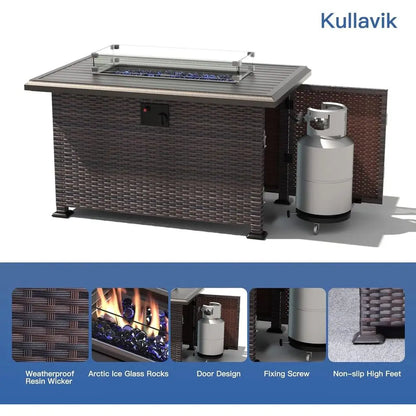 Luxury Modular Patio Set With Swivel Chairs And Fire Pit