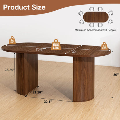 Oval Wood Dining Table for 6–8