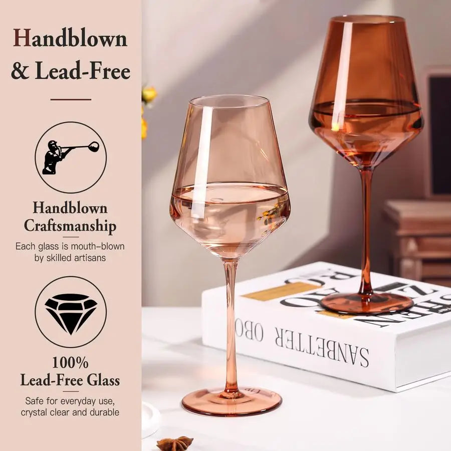 Maillard-Toned Handblown Wine Glass Set