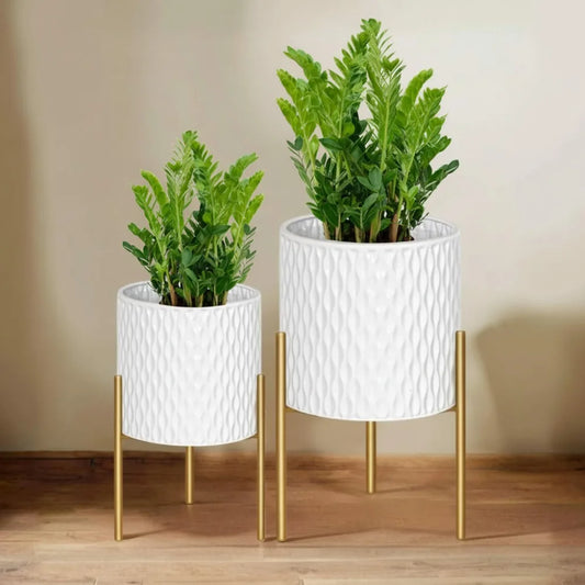 Mid-Century Metal Planter Set (Set of 2)