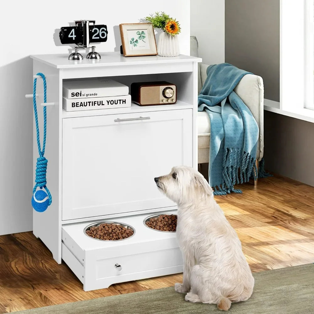 Hidden Dog Feeder Station with Storage
