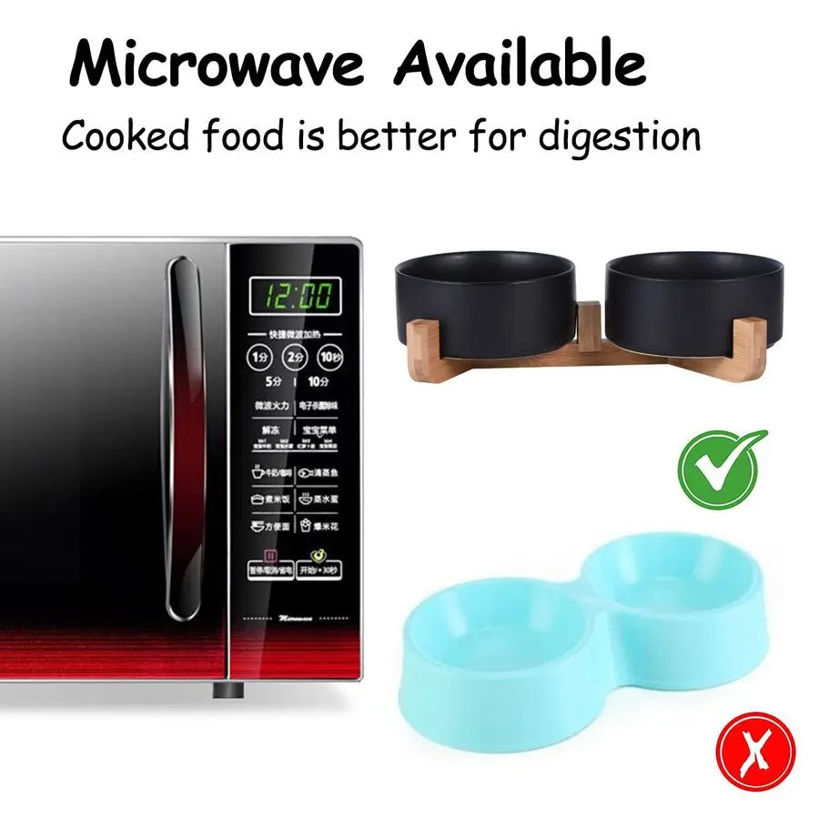 Modern Black Ceramic Pet Bowl Set