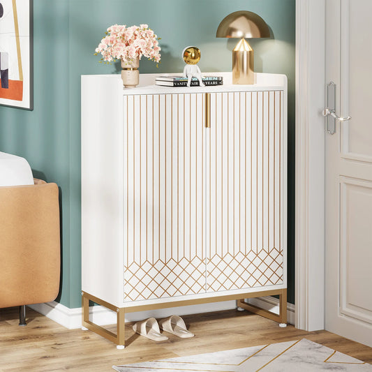 White Five-Tier Modern Shoe Storage Cabinet