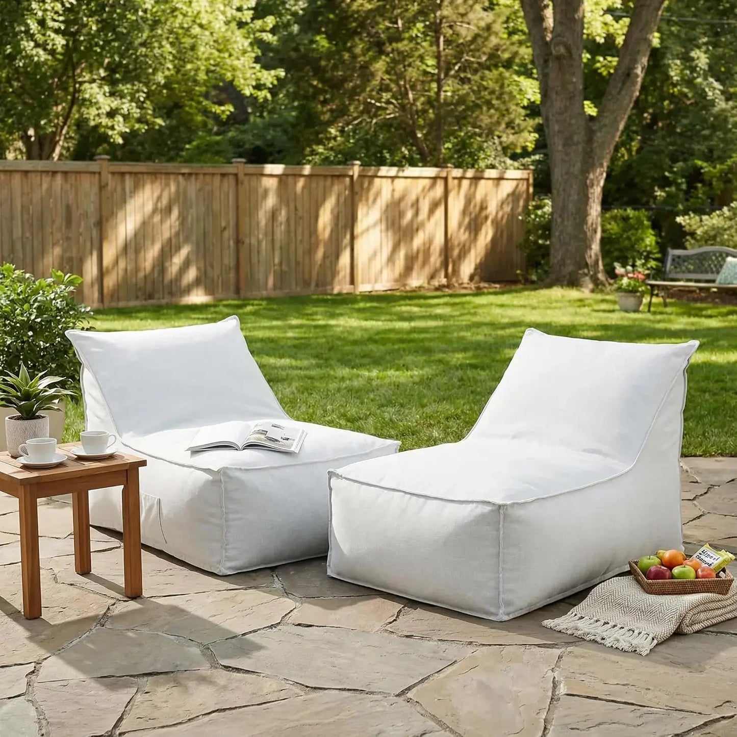 Outdoor Bean Bag Chair Set of 2 with Memory Foam
