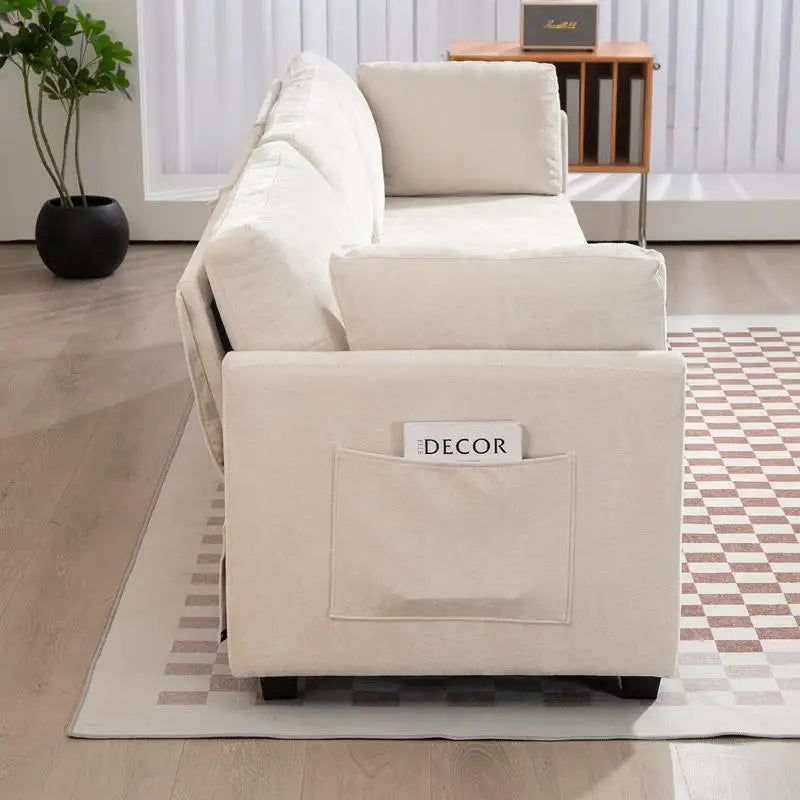 XXXL Chenille Sofa with Deep Seating and Side Storage