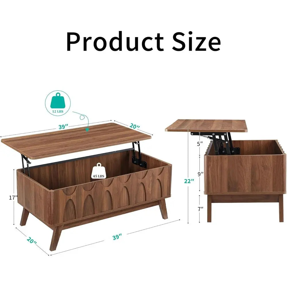 Mid-Century Lift-Top Coffee Table with Storage